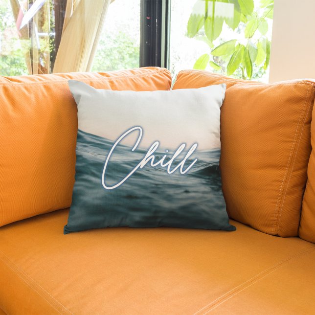 Chill Beach House Ocean Wave Kussen (Chill Beach House Ocean Wave Throw Pillow)