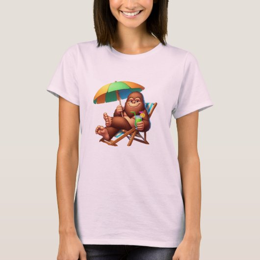 Chill Bigfoot Beach Vibes Funny Summer Sasquatch T-shirt (Voorkant)