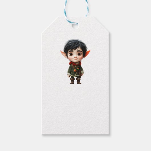 Chill Boy Christmas Elf Kraft Gift Labels Cadeaulabel (Voorkant)