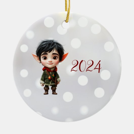 Chill Boy Kerst Elf Keramisch Ornament (Voorkant)