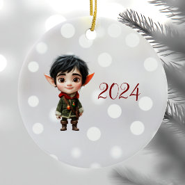 Chill Boy Kerst Elf Keramisch Ornament