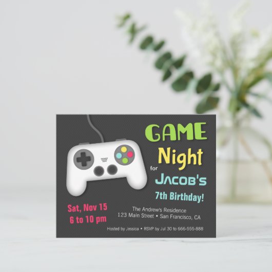 Chill Boys Video Game Night Verjaardagsfeest Kaart (Staand voorkant)