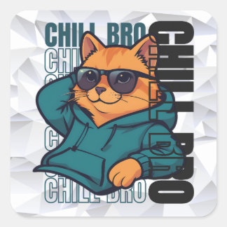 Chill Bro Kat Vierkante Sticker