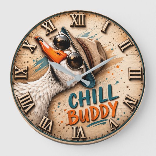 Chill Buddy Funny Goose Grote Klok (Voorkant)