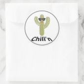Chill Cactus Design - Classic Round Sticker, Glo Ronde Sticker (Tas)