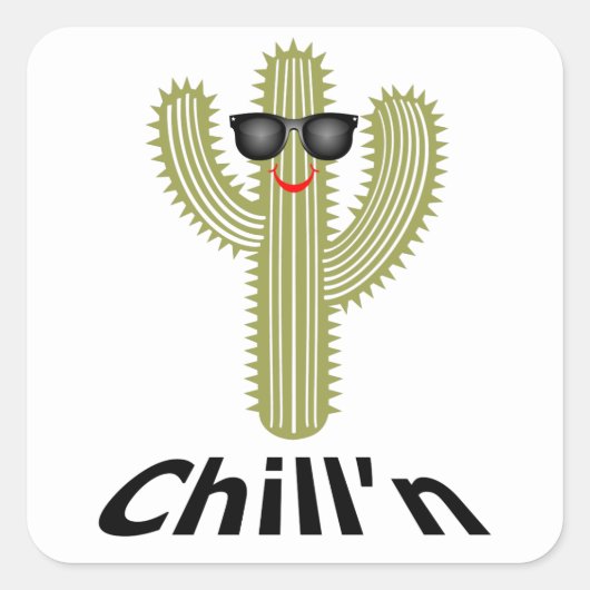 Chill Cactus Design - Square Stickers, Matte, Sm Vierkante Sticker (Voorkant)
