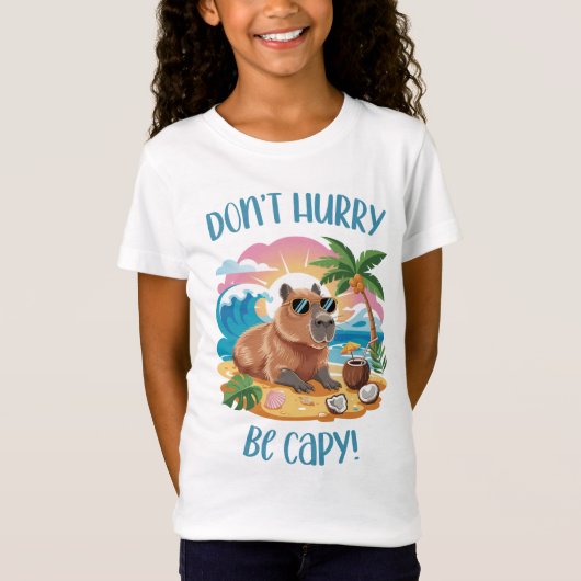 Chill Capybara Beach Vibes - Haast je niet om capy T-shirt (Voorkant)