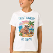 Chill Capybara Beach Vibes - Haast je niet om capy T-shirt (Voorkant)