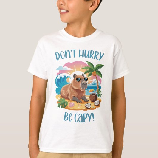 Chill Capybara Beach Vibes - Haast je niet om capy T-shirt (Voorkant)