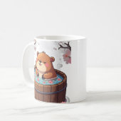 Chill Capybara Bubbelbad Ontspanning Kersenbloesem Koffiemok (Voorkant links)