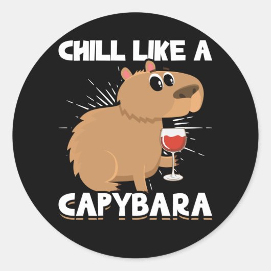Chill Capybara Cute Animal Lover Ronde Sticker (Voorkant)