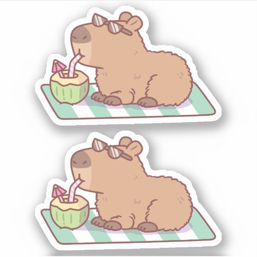 Chill Capybara Drink kokossap Sticker (Voorkant)