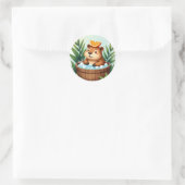 Chill Capybara Hottub Ontspanning Aquarel Kunst Ronde Sticker (Tas)