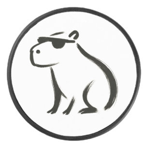 Chill Capybara – Inktborstel op ontwerp Hockey Puck