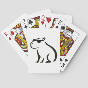 Chill Capybara – Inktborstel op ontwerp Pokerkaarten