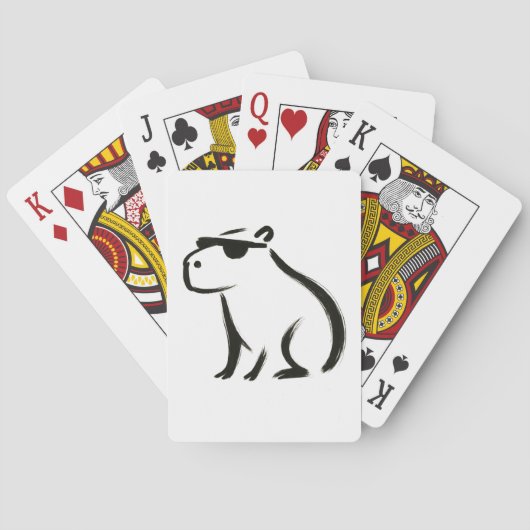 Chill Capybara – Inktborstel op ontwerp Pokerkaarten (Achterkant)