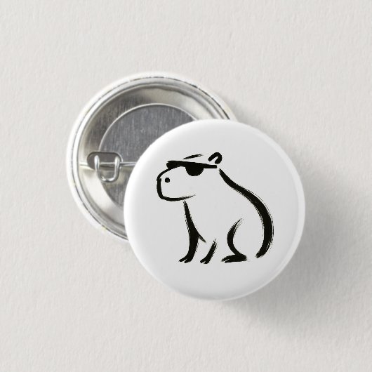 Chill Capybara – Inktborstel op ontwerp Ronde Button 3,2 Cm (Voorkant /achterkant)
