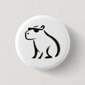 Chill Capybara – Inktborstel op ontwerp Ronde Button 3,2 Cm (Voorkant)