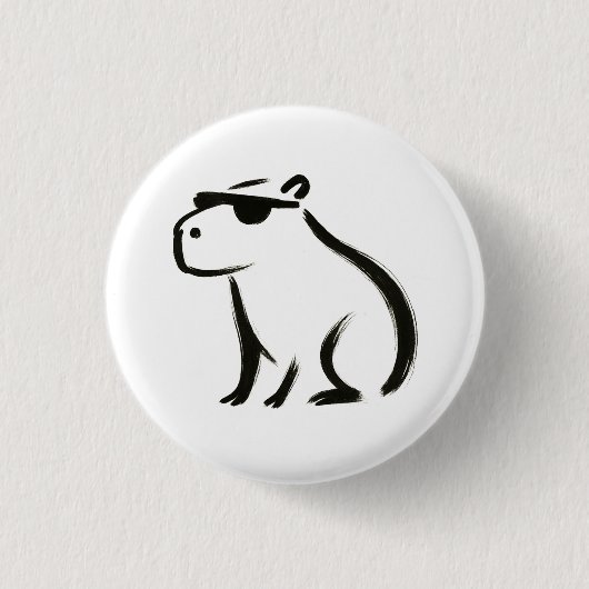 Chill Capybara – Inktborstel op ontwerp Ronde Button 3,2 Cm (Voorkant)