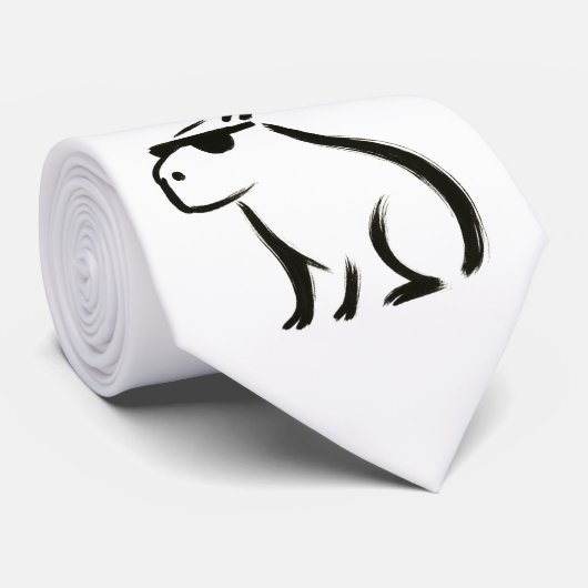 Chill Capybara – Inktborstel op ontwerp Stropdas (Opgerold)