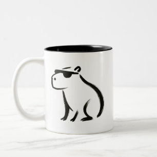 Chill Capybara – Inktborstel op ontwerp Tweekleurige Koffiemok