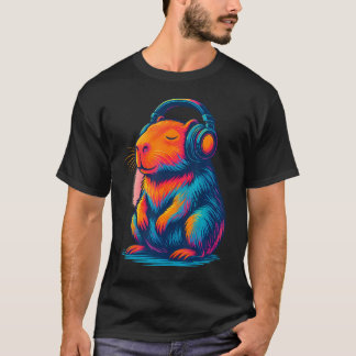 Chill Capybara Music Graphic Video Games Headphone T-shirt