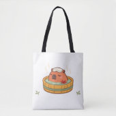 Chill Capybara Onsen Warmwaterbron Tote Tas (Voorkant)