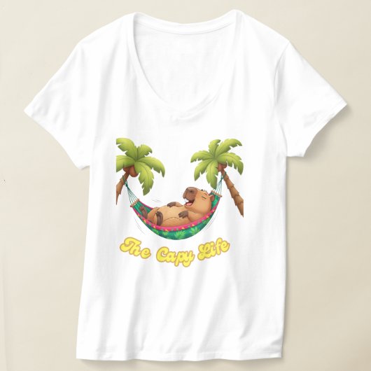 Chill Capybara V-Neck T-shirt | Summer Hangmat Tee (Laagn)