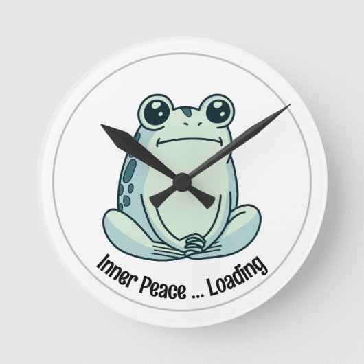 Chill Cartoon Zen Frog, Cute Meditating Frog Ronde Klok (Voorkant)