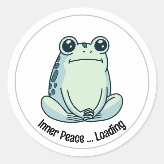 Chill Cartoon Zen Frog, Schattigee mediterende kik Ronde Sticker (Voorkant)