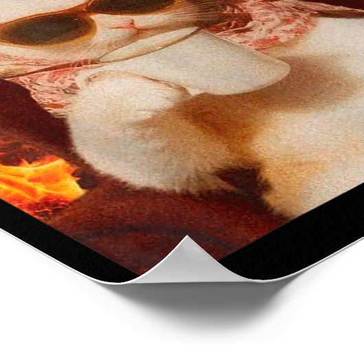 Chill Cat And Coffe Xmas Funny Cat Meme Y2k Joke  Poster (Hoek)