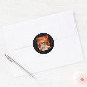 Chill Cat And Coffe Xmas Funny Cat Meme Y2k Joke Ronde Sticker (Envelop)