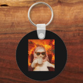 Chill Cat And Coffe Xmas Funny Cat Meme Y2k Joke  Sleutelhanger (Voorkant)