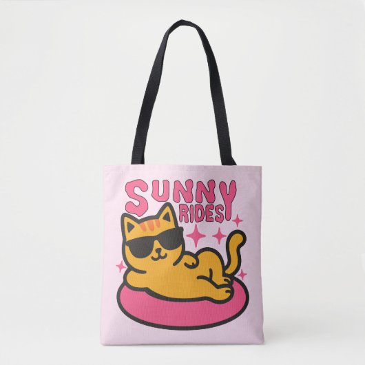 Chill cat cartoon op floatie in zonnige stemming tote bag (Voorkant)