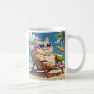 Chill Cat op het strand - Funny Vacation Mok