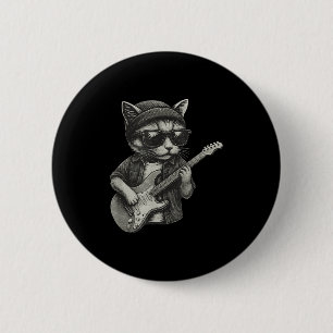 Chill Cat speelt gitaarrockmuziek Funny Animal T Ronde Button 5,7 Cm