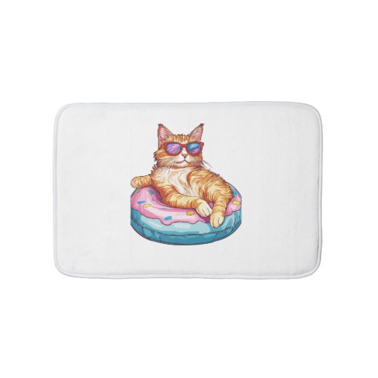 Chill Cat Summer Vibes - Kat aan het zwembad Badmat (Voorkant)