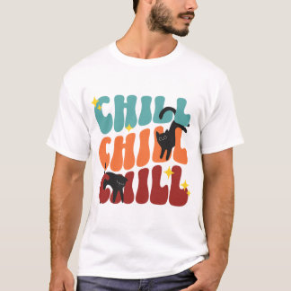 😺 Chill Chill – Retro esthetische zwarte kat S T-shirt