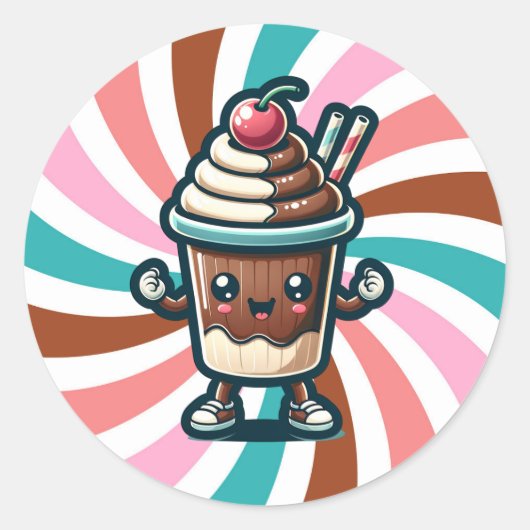Chill Chocolade Milkshake Pun Ronde Sticker (Voorkant)