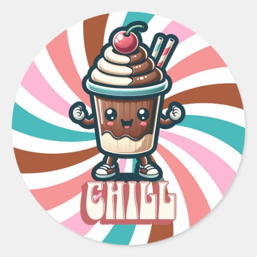Chill Chocolade Milkshake Pun Ronde Sticker (Voorkant)