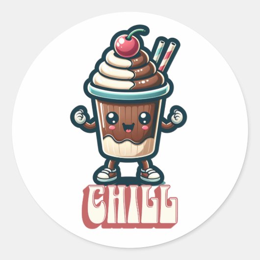 Chill Chocolade Milkshake Pun Ronde Sticker (Voorkant)