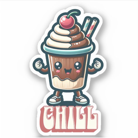 Chill Chocolade Milkshake Pun Sticker (Voorkant)