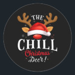 Chill Christmas Deer Pjs Kerstmis familie matching Ronde Sticker<br><div class="desc">Chill Christmas Deer Pjs Kerstmis familie matching</div>