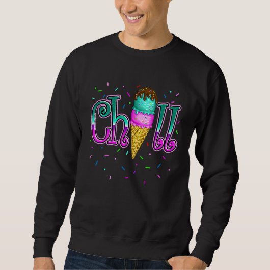 Chill Cute Sweet Pink Teal Ice Cream Sprinkle Trui (Voorkant)