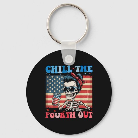 Chill de vierde uit grappig skelet 4 juli am sleutelhanger (Voorkant)