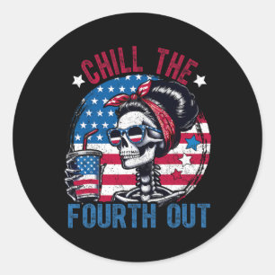 Chill de vierde uit grappig skelet 4 juli Pa Ronde Sticker