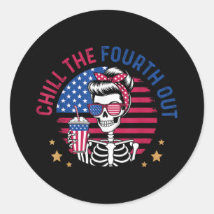 Chill de vierde uit grappig skelet 4 juli Pa Ronde Sticker