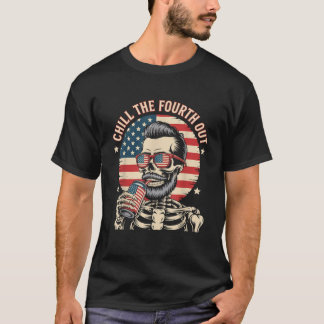 Chill de vierde uit patriottisch skelet USA vlag M T-shirt