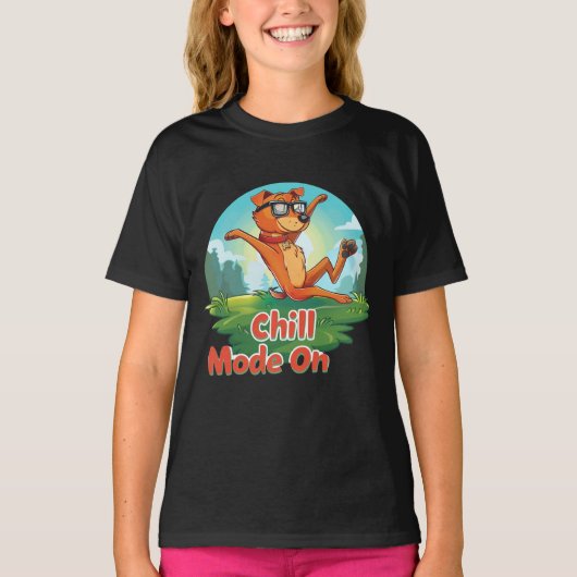 Chill Dog Mode T-shirt voor meisjes (Voorkant)