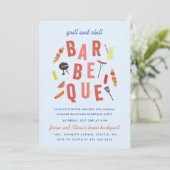 Chill en Grill Barbeque feest Blauw Kaart (Staand voorkant)